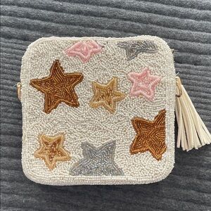 Altar'd State Beaded Star Clutch in Cream and Gold